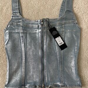 Fashion Nova Silver Denim Top